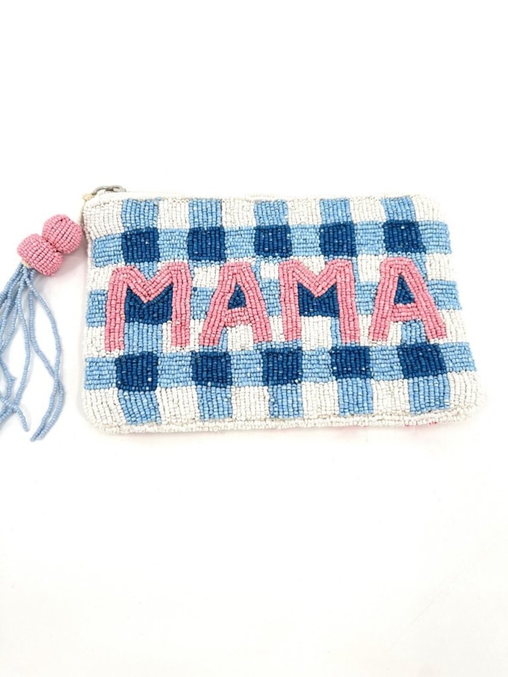 Wandering Moon Beaded MAMA Travel Pouch  Zip With Tassel